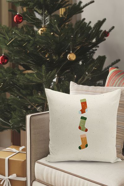 Filamente Christmas Themed Throw Pillow Cover / Christmas - Christmas Cushion Cover (Double-Sided Printed - Hidden Zipper)