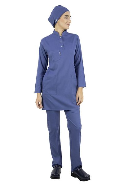 Alsancak Üniforma Storm Blue Thick Fabric Lycra Hijab Nurse Jersey and Surgical Doctor Jersey