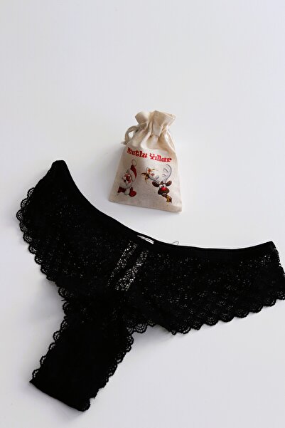 succy YILBAŞI ÖZEL KESEDE  SİYAH   TANGA KÜLOT