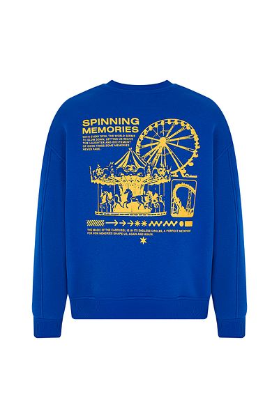 Eazy Co Hanorac gros unisex cu gât crew Eazy Spinning Memories Oversize Saks