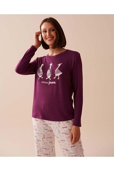 La Vie en Rose Goose Print Cozy Long Sleeve Shirt
