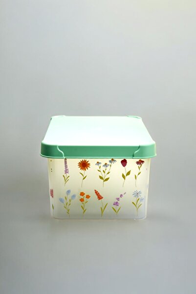 QUTU صندوق تخزين مزخرف بنمط نباتي سعة 10 لتر