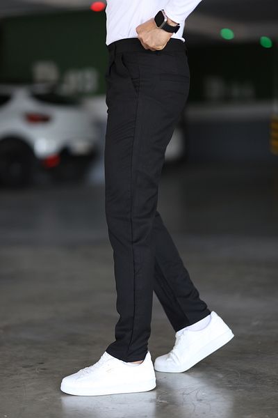 Bürke Men's Black Color Double Pleated Waist Semi Elastic Quality Comfortable Winter Trousers