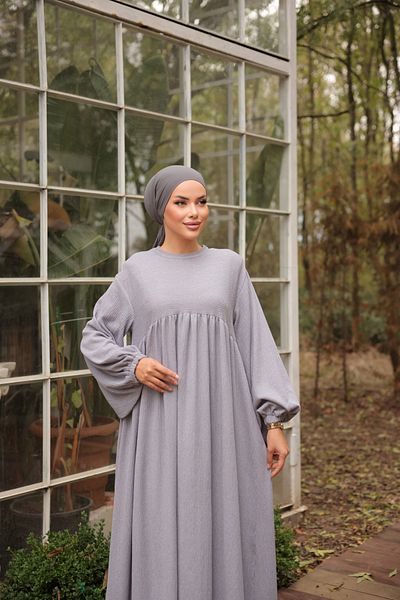 Nissra Ankanoor Γκρι Πλεκτό Φόρεμα Hijab Robe Anka 256021