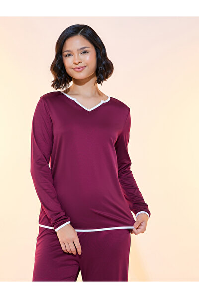 Take Two By Styli Solid Contrast Edge Top & Pyjama Set