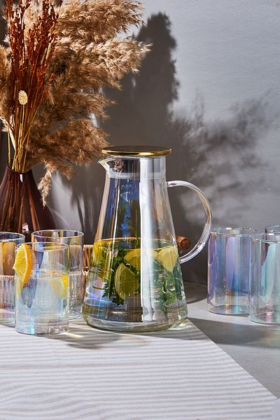 Perotti Savio Transparent Luster 7 Piece Glass and Jug Set
