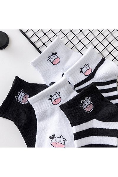 MG ÇORAP Milk Patterned Women's Short Booties Socks Set of 10 Socks
