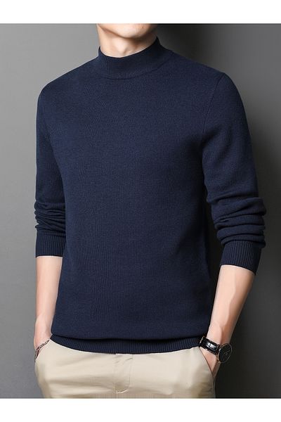 ribana Трикотажен пуловер Slim Fit с половин яка