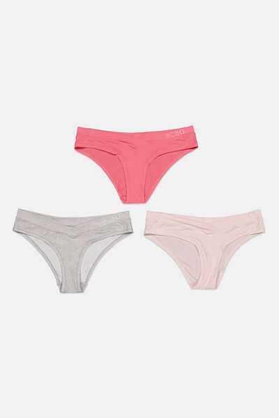 Bcbgeneration Women 3 Pack Pull-on V-waist Panties, Pink