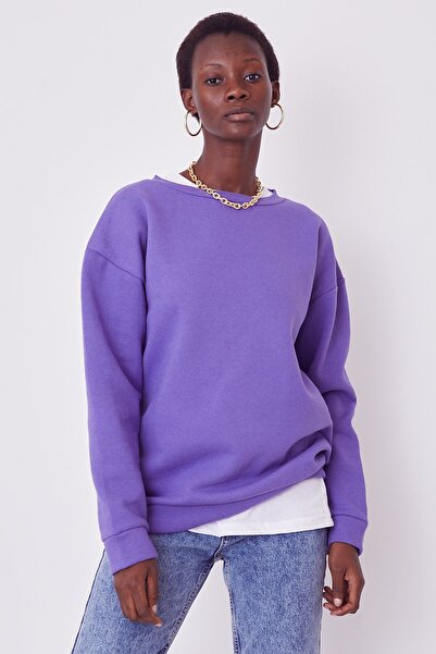 SERAZAT Women's Sweatshirt Oversize Crew Neck 100% Cotton