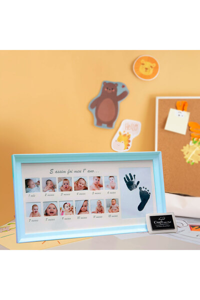 Nobbystar Yeni Doğan El ve Ayak İzi 20x38cm Mavi Fotoğraf Çerçevesi Mürekkepl...
