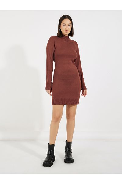 Styli Knitted Sweater Mini Dress with Long Sleeves