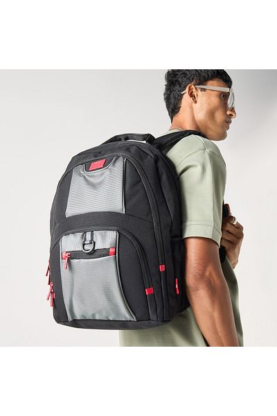 ECKO Ecko Unltd Panel Detail Backpack with Adjustable Straps and Zip Closure