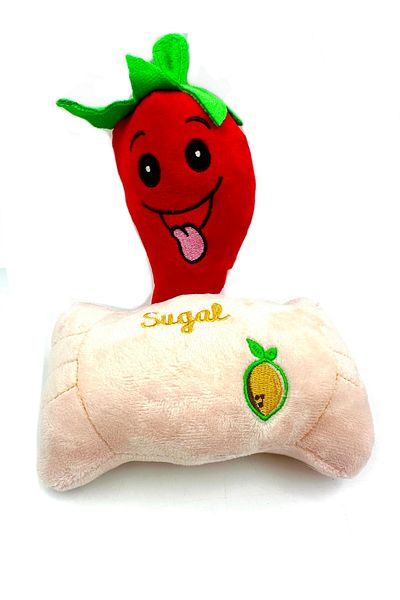 Tasma Market Vikvik Whimsical Pepper and Pillow Plush Dog Toy Set