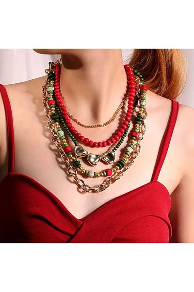 Store Multi Layer Christmas Themed Vintage Style Women's Necklace