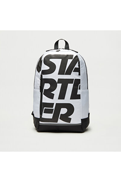 Starter Logo Print Backpack with Adjustable Straps and Zip Closure