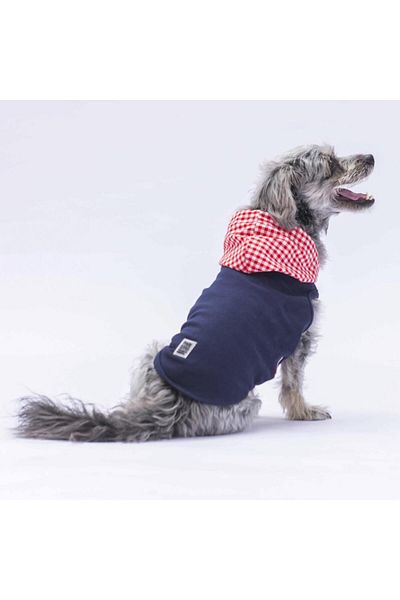 Pawstar Cat Dog Navy Gingham T-Shirt - Hoodie and Outfit