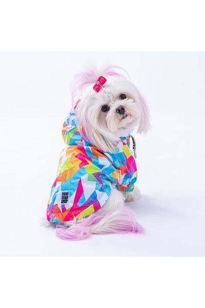 Pawstar Mosaic Fleece Dog Coat Dog Raincoat Dog Apparel Dog Dress