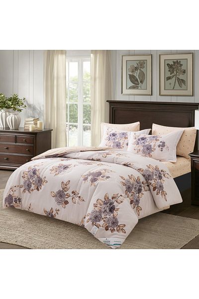 Donetella Printed Bedding Comforter Set 350 Gsm, 6 Pcs King Size,240x260 Cms