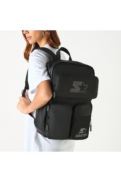 Starter Logo Print Backpack with Adjustable Straps and Zip Closure