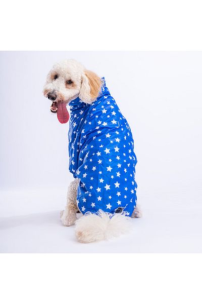 Pawstar Blue Stars Medium and Large Breed Dog Coat Dog Raincoat Dog Suit Dog Outfit