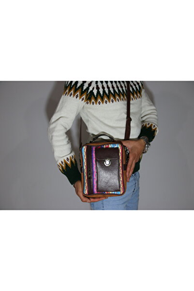 PUJİVA Deri Etnik Desenli,Unisex, El ve Omuz Çantası