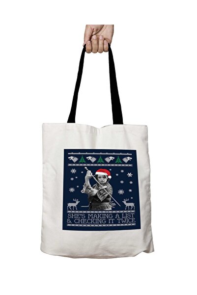 ART HEDİYE Arya Star Game of Thrones Christmas Washable School Shoulder Bag with Black Handles