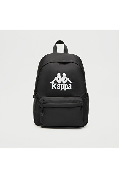 Kappa Logo Print Backpack with Adjustable Straps and Zip Closure