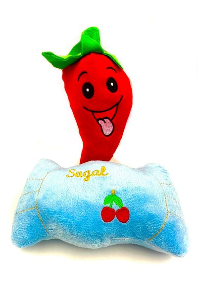 Tasma Market Vikvik Whimsical Pepper and Pillow Plush Dog Toy Set