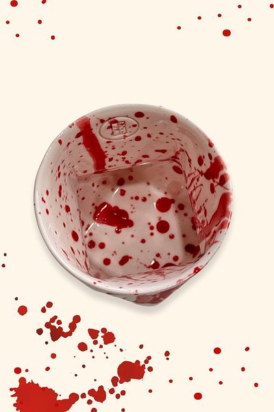 Mim and More Special Design Red Patterned Handmade Ceramic Cup