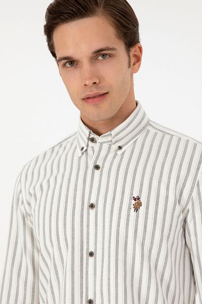 U.S. Polo Assn. Cămașă pentru bărbați, antracit, cu mânecă lungă, slim fit 1991140