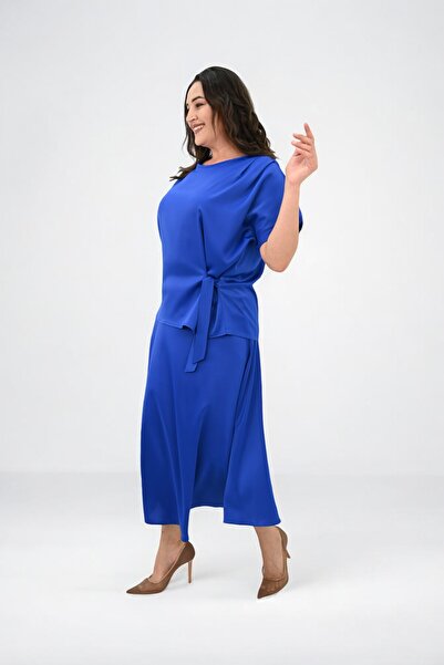 Koza Butik Women's Plus Size Satin Skirt Set 6310-25