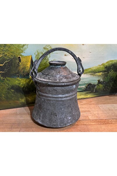 tayfuntufan antika koleksiyon 1900 ler başları bakır kapaklı bakraç - 18 cm ç...