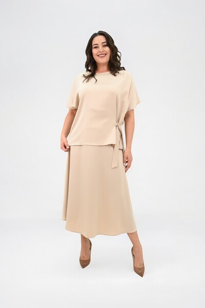 Koza Butik Women's Plus Size Satin Skirt Set 6310-25