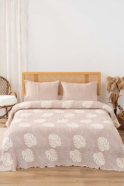 Rivaİstanbul Forest Beige Double 3 Piece 240X260 cm Pique Set Daily Set