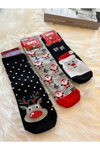 fethi mekik 3 Çift Yılbaşı Noel Christmas Çorap Seti