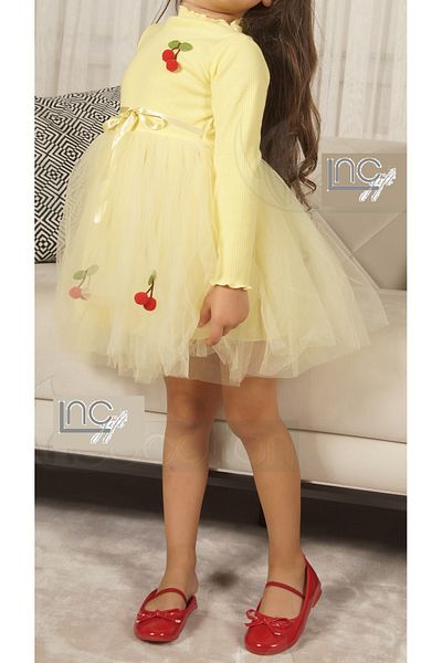 nc gift Fusta tutu căptușită din bumbac cu mânecă lungă cireș Rochie prințesă din tul pentru fete