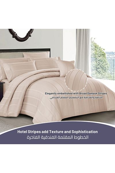 Donetella 7-Piece 300 TC Cotton Striped King Duvet Set 240x260 cm