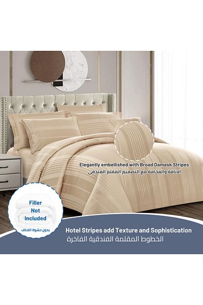 Donetella 7-Piece 300 TC Poly Cotton Striped King Duvet Set 240x260 cm