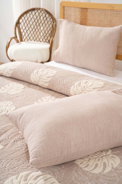 Rivaİstanbul Forest Beige Διπλό 3 τεμάχια 240x260 cm Σετ Πικέ Καθημερινό Σετ