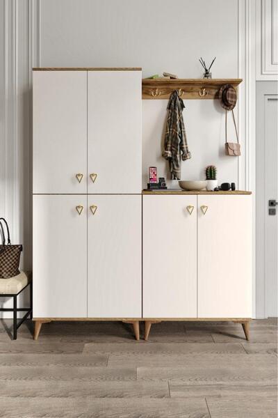 mapahomeliving Simple Prt6190 Portmanto Vestiyer Ekru Ceviz