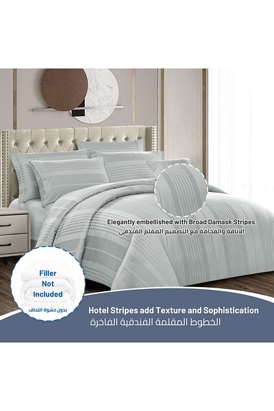 Donetella 7-Piece 300 TC Poly Cotton Striped King Duvet Set 240x260 cm