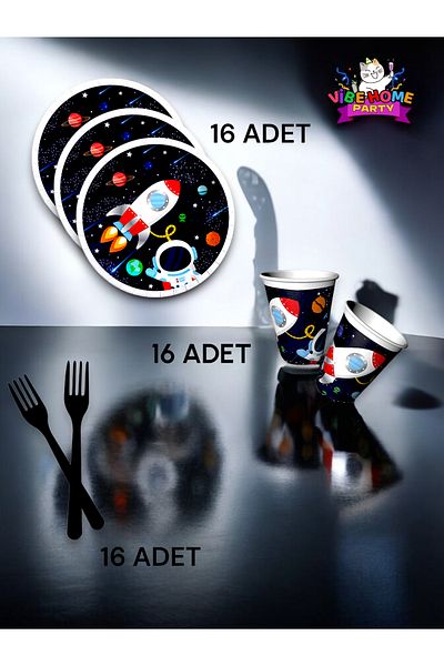 VibeHome Space Themed Super Eco Set for 16 - Birthday Party and Fun Events