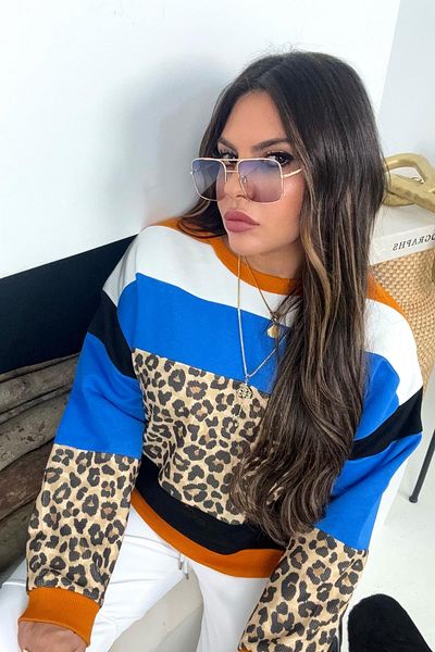 Sohotique By P Hanorac color block cu model leopard
