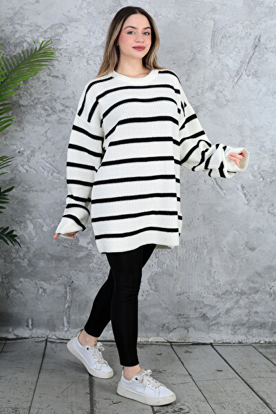 ATEMODAA Pulover pentru femei cu dungi OVERSIZE