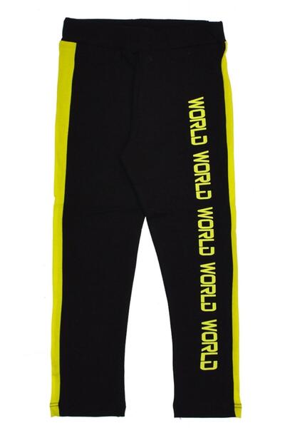 İrem Çocuk Giyim Girl's World Text Patterned Side Striped Tights