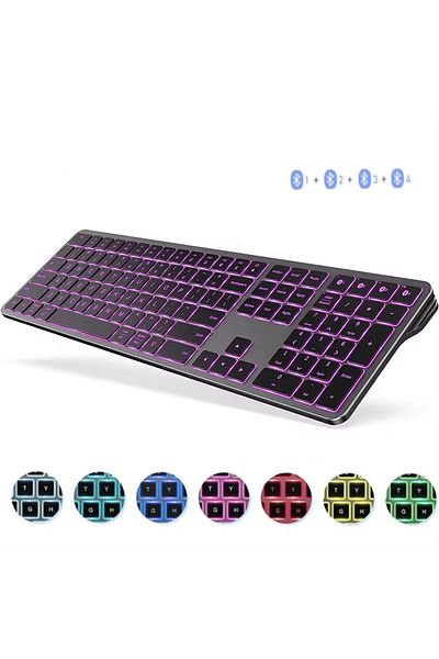 Choice Black English Multi-Device Rechargeable Keyboard Bluetooth Backlit Wireless Keyboard Compatible for