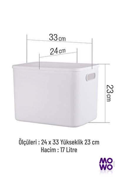 Mowo Home Retro Box Beyaz 3 Adet 17 Lt Düzenleyici Kapaklı Kutu, Dekoratif Saklama Kutusu, Organizer