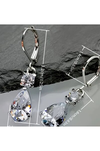 Dgt Luxury Zirkon Taşlı Elmas Kesim Sallanan Küpe