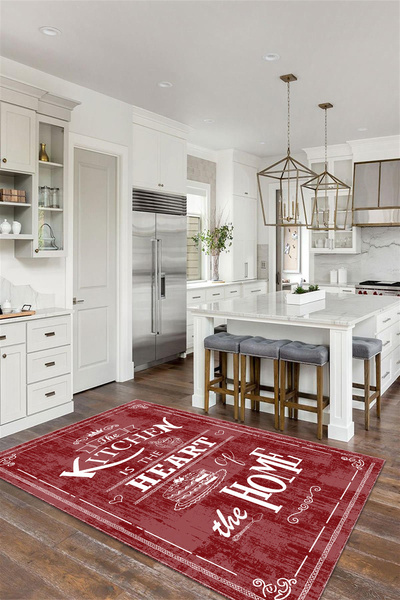 Viyana Home Dijital Kaymaz Taban Yıkanabilir Klasik Kitchein Yazılı Modern Mu...